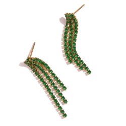 Boucles D'Oreilles Acier Zircone Boucles d’oreilles en acier Chaîne - 40*6,5 mm - Zircone - Couleur Or