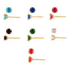 Boucles D'Oreilles Acier Zircone Boucles d'oreilles acier-Zirconia Noir,blanc,vert,saphir,topaze bleue,orange,rubis-2mm,3mm,4mm,5mm-Couleur or et couleur acier