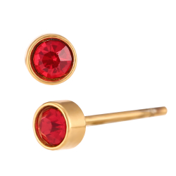Pendiente Acero Circonita Pendientes Acero - Circonita Roja - 4mm - Color Oro y Acero