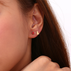 Pendiente Acero Circonita Pendientes Acero - Circonita Roja - 4mm - Color Oro y Acero