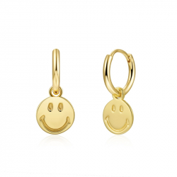 Bronze Earrings Smiley Hoop Earrings - 11mm - 1 Micron - Gold Plated