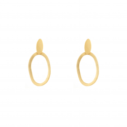 Pendiente Bronce Liso Pendientes Mate - Ovulado 38*18mm - Bañado Oro