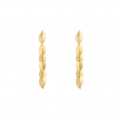 Pendiente Bronce Liso Pendientes Mate - Hojas 55*7mm - Bañado Oro