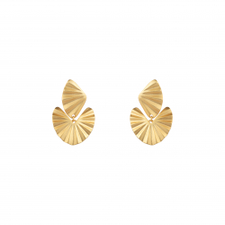 Pendiente Bronce Liso Pendientes Mate - Hojas 30*19mm - Bañado Oro