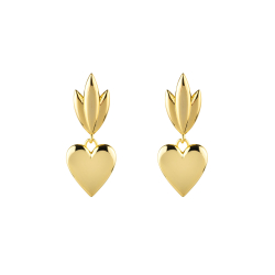 Pendiente Bronce Liso Pendientes - Corazon 50mm - Color Oro