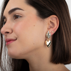 Pendiente Bronce Liso Pendientes - Corazon 50mm - Color Oro