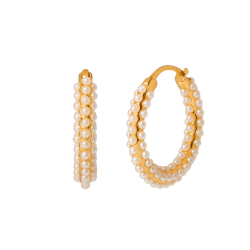 Pendiente Bronce Mineral Pendientes - Aros de Perlas - 1 Micron Bañado Oro