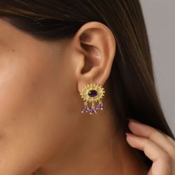 Pendiente Bronce Mineral Pendientes - 32*34mm - Bañado Oro