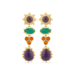 Pendiente Bronce Mineral Pendientes Largo - Mineral 45*13,50mm - Bañado Oro