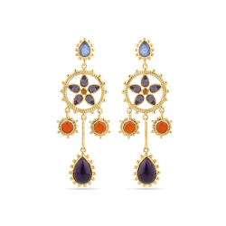 Pendiente Bronce Mineral Pendientes Largo - Mineral 63*25mm - Bañado Oro