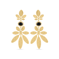 Pendiente Bronce Mineral Pendientes Hojas - Mineral 73*34mm - Bañado Oro