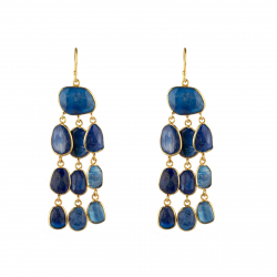 Pendiente Bronce Mineral Pendientes Minerales - 66mm - Cianita - Bañado Oro