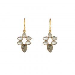 Pendiente Bronce Mineral Pendientes Minerales - 38mm - Flor - Bañado Oro