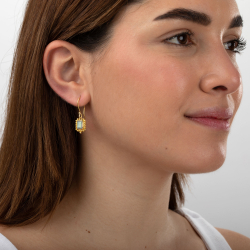 Bronze Stone Earrings Mineral Earrings - 30mm - Gold Plated