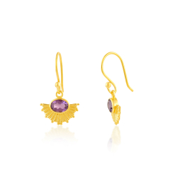Pendiente Bronce Mineral Pendientes Minerales - Abanico 27mm - Bañado Oro