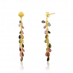 Pendiente Bronce Mineral Pendientes Largos - Mineral 70 mm - Color Oro