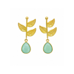 Pendiente Bronce Mineral Pendientes Minerales - Flor - 38 mm - Bañado Oro