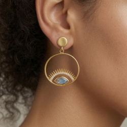 Pendiente Bronce Mineral Pendientes Mineral - Ojo de Turco - 40 mm - Bañado Oro
