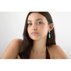 Pendiente Bronce Mineral Pendientes Lágrima Mineral - Perla - 55 mm - Bañado Oro