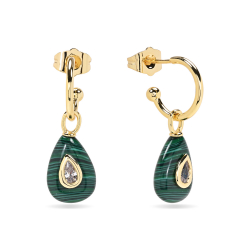 Bronze Stone Earrings Teardrop Mineral Earrings – Zirconia – 30 mm - Gold-plated