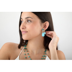 Pendiente Bronce Mineral Pendientes Lágrima Mineral - Circonita - 30 mm - Bañado Oro