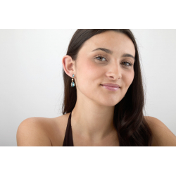 Pendiente Bronce Circonita Pendientes - Circonita Citrino - Lágrima - 30 mm - Bañado Oro y Plata Rodiada