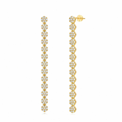 Bronze Zirconia Earrings Earrings - Circles - Long - 67 mm - Gold Plated and Rhodium Silver