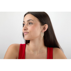 Pendiente Bronce Circonita Pendientes - Circonita Amarilla - 53 mm - Bañado Oro y Plata Rodiada