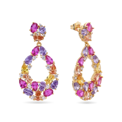 Bronze Stone Earrings Zirconia Earrings – 45 mm - Gold-plated