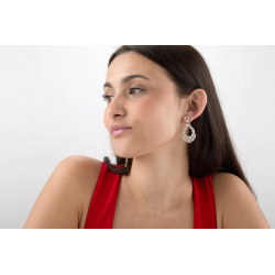 Pendiente Bronce Mineral Pendientes Circonita - 45 mm - Bañado Oro