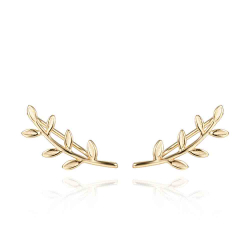 Silver Earrings Climbing Earrings - Olive Leaves 20 mm - Gold Plated and Rhodium Plated Silver