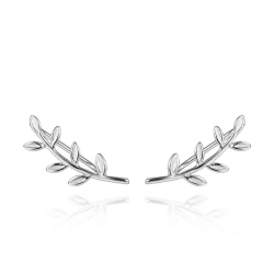 Silver Earrings Climbing Earrings - Olive Leaves 20 mm - Gold Plated and Rhodium Plated Silver