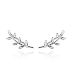 Silver Earrings Climbing Earrings - Olive Leaves 20 mm - Gold Plated and Rhodium Plated Silver