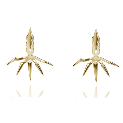 Boucles D'Oreilles Argent Lisse Boucles d'oreilles Earjacket - Pointes - 20 mm - Dorure Or et Argent Rhodié