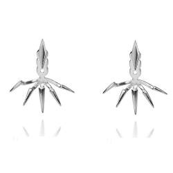 Boucles D'Oreilles Argent Lisse Boucles d'oreilles Earjacket - Pointes - 20 mm - Dorure Or et Argent Rhodié