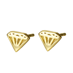 Silver Earrings Diamond Stud Earrings - 5 * 7 mm - Gold Plated and Rhodium Silver