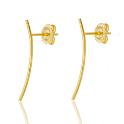 Silver Earrings Silver Earrings - 24 mm Bar - Gold Plated and Rhodium Plated Silver