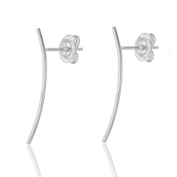 Pendiente Plata Lisa Pendientes Plata -  Palo 24 mm - Bañado Oro y Plata Rodiada