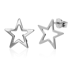 Silver Earrings Star Earrings - 11 mm - Gold Plated and Rhodium Silver