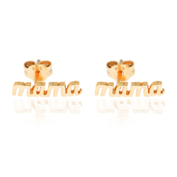 Silver Earrings Mama Earrings - 13*3 mm - Gold Plated and Rhodium Silver