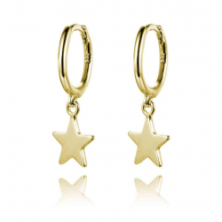 Pendiente Plata Lisa Pendientes Estrella 7mm - Aro 11mm - Bañado Oro y Plata Rodiada