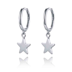 Pendiente Plata Lisa Pendientes Estrella 7mm - Aro 11mm - Bañado Oro y Plata Rodiada