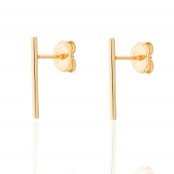 Silver Earrings Bar Earrings - 15 mm - Gold Plated and Rhodium Silver