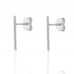 Pendiente Plata Lisa Pendientes Barra - 15 mm - Bañado Oro y Plata Rodiada