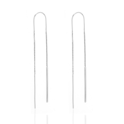 Boucles D'Oreilles Argent Lisse Boucles d'oreilles Long - Chaîne 75 mm - Dorure Or et Argent Rhodié