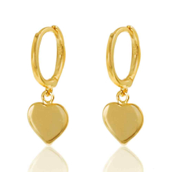 Silver Earrings Heart Earrings 8mm - 11mm Hoop - Gold Plated and Rhodium Plated Silver