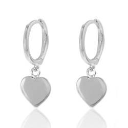 Pendiente Plata Lisa Pendientes Corazon 8mm - Aro 11mm - Bañado Oro y Plata Rodiada