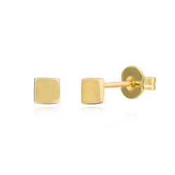 Pendiente Plata Lisa Pendientes Cuadrado - 2.5mm , 4 mm - Bañado Oro y Plata Rodiada