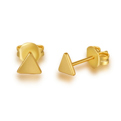 Pendiente Plata Lisa Pendientes Triangulo - 5 mm - Bañado Oro y Plata Rodiada