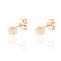 Pendiente Plata Lisa Pendientes Cubo - 3*3 mm - Bañado Oro y Plata Rodiada